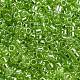 透明なガラスシードビーズを電気メッキする  セイロン  シリンダー  芝生の緑  2.5x1.6mm  穴：1.4mm  約50398個/ポンド SEED-S042-16A-01-3