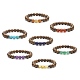 7pcs 7 style naturel et synthétique mélange de pierres précieuses et de bois de wengé ensemble de bracelets extensibles perlés BJEW-JB09157-1