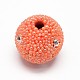 Round Shaped Polymer Clay Pave Crystal and Glass Pearl Beads HY-O002-C-06-1
