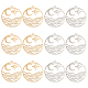 DICOSMETIC 12Pcs 2 Colors Moon and Star Charm Flat Round Disc Charm Golden Wavy Line Charm Sea Level Scenery Charm Stainless Steel Dangle Pendant for Bracelets Necklace Jewelry Making STAS-DC0012-17-1