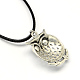 Owl Zinc Alloy Pendant Necklaces with Waxed Cord and Iron Findings NJEW-R228-39AS-3