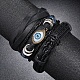 3Pcs 3 Style Adjustable Braided Imitation Leather Cord Bracelet Sets BJEW-F458-02-7