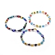 Handmade Evil Eye Lampwork Flat Round Beads Stretch Bracelets BJEW-JB05005-1