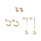 3 Pairs 3 Style Crystal Rhinestone Roman Number Tassel Stud Earrings EJEW-B020-12G-1