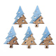 不透明な樹脂とクルミ材のペンダント  丸いクリスマスツリー  コーンフラワーブルー  40x28x3mm  穴：2mm RESI-S389-030A-C01-1