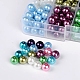 10 couleur perles de verre rondes nacrées écologiques HY-PH0004A-8mm-01-5