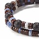 Set di braccialetti elastici con perline di roccia lavica e cocco naturale in stile 2pz 2 e diaspro blu macchiato BJEW-JB07944-6