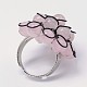 Platino flor anillos de cuarzo natural rosa plateado RJEW-P046-04-2