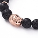 Bracelets extensibles de perles de pierre de lave naturelle bouddha BJEW-JB04977-01-2