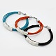 Stainless Steel Leather Cord Bracelets BJEW-N001-03-1