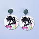 Dyed Printed Fashion Lady Wooden Dangle Stud Earrings EJEW-JE03221-09-3