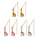 3 пара двухцветных серег-гвоздиков с подвесками в виде жирафа из сплава эмали EJEW-JE05145-1