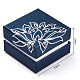 印刷された厚紙のジュエリーセットボックス  中に黒いスポンジを入れて  花模様の正方形  マリンブルー  5.2x5.2x3.6cm CBOX-T005-01B-3