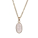 Collana con pendente ovale in quarzo rosa naturale NJEW-JN04487-01-1