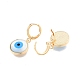 Boucles d'oreilles pendantes à levier en coquillage et turquoise synthétique mauvais œil EJEW-N012-60-3