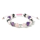 Bracelet de perles tressées en quartz rose naturel BJEW-JB09703-03-1