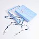 PandaHall Elite Dark Blue Beads Rosary 69cm Necklace and 18cm Bracelets Virgin Christian Catholic Holy Crucifix Bless Prayer Cross Bracelets Necklace SJEW-PH0001-05-9