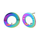 Rainbow Color 304 Stainless Steel Stud Earring Findings STAS-N098-018-3