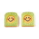 不透明なエポキシ樹脂カボション  模造食品  笑顔のパン  黄緑  21x18x7mm X-CRES-S358-45-2