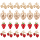 BENECREAT 8Pcs 4 Styles Real 18K Gold Plated Strawberry Brass Charms KK-BC0010-09-1