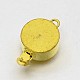 フラットラウンド真鍮ラインストーンボックスクラスプ  ゴールドカラー  20x12x7mm  穴：1.5mm KK-N0082-65-2