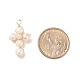 Pendentifs en quartz rose naturel et perles d'eau douce blanches PALLOY-JF01660-04-4
