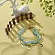 Brass Moon and Star Charms & Seed Flower Double Layer Multi-strand Bracelet for Women BJEW-JB08848-2
