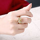 Trendy Gold Plated Dragonfly Brass Cubic Zirconia Finger Rings RJEW-BB01644-8G-5