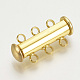 真鍮磁気スライドロックの留め金  1連  3穴  チューブ  ゴールドカラー  6mm  穴：21x10x6mm KK-Q740-07G-1