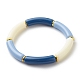 Imitation Jade Acrylic Curved Tube Beaded Stretch Bracelet for Women BJEW-JB08436-01-1