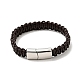 Leather Braided Cord Bracelet with 304 Stainless Steel Magnetic Clasp for Men Women BJEW-C021-10-2