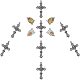 Pandahall elite 40 juegos de colgantes cruzados de crucifijo de aleación de estilo tibetano con eslabones de aleación de patrón aleatorio ovalados y colgantes cruzados de crucifijo PALLOY-PH0011-02-2