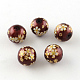 Rose Flower Pattern Printed Round Glass Beads GFB-R005-10mm-D06-1
