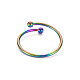 Color del arco iris 304 acero inoxidable con doble abalorio finos anillos de puño abiertos RJEW-N038-048M-2