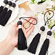 GORGECRAFT 8PCS Large Tassel Key Colorful Handmade Silky Floss Tiny Craft Tassels with Plastic Beads for DIY Craft Accessory Home Decoration(Black) HJEW-GF0001-23D-3