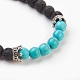 Natural Lava Rock & Synthetic Turquoise Braided Bead Bracelets BJEW-JB03826-04-2