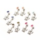 Natural Gemstone Half Round with Alloy Fairy Front Back Stud Earrings EJEW-JE04947-1