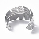 304 bracelet manchette ouvert plume en acier inoxydable pour femme BJEW-F442-01P-3