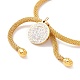 Crystal Rhinestone Flat Round Charm Slider Bracelet with Round Mesh Chain for Women BJEW-C013-07G-4