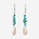 Chip Synthetic Turquoise Dangle Earrings EJEW-JE02913-03-1