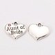 Wedding Theme Antique Silver Tone Tibetan Style Heart with Aunt of Bride Rhinestone Charms X-TIBEP-N005-09C-1