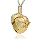 Golden Tone Brass Hollow Heart Cage Pendants KK-J241-01G-2