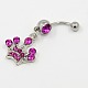 Body Jewelry Crown Alloy Rhinestone Navel Ring Belly Rings RB-D073-02-2