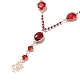 Rote ovale und tropfenförmige Lasso-Halskette aus Glas mit Messingketten NJEW-A015-18KCG-2