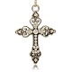Antique Silver Plated Alloy Rhinestone Cross Pendants RB-J204-01AS-1