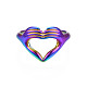 Gestellbeschichtung Regenbogenfarbe 304 Edelstahl-Herzgeste offener Manschettenring für Frauen RJEW-S405-260M-2