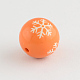 Round Acrylic Snowflake Pattern Beads SACR-S196-18mm-04-2