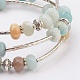 Bracelets enveloppants de perles d'amazonite de fleurs naturelles BJEW-JB03578-04-2