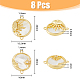 DICOSMETIC 8Pcs 4 Styles Eco-Friendly Rack Plating Brass Connector Charms with White Shell KK-DC0003-32-2