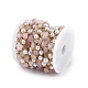 Pepita di quarzo rosa naturale e catena di perle di vetro imitazione perla CHS-C006-02D-4